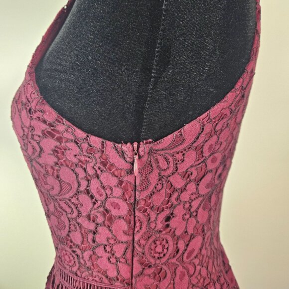 Altard' State Womens Burgundy Lace Fit & Flare Dress Circle Neck Size Sm Formal - Picture 7 of 14